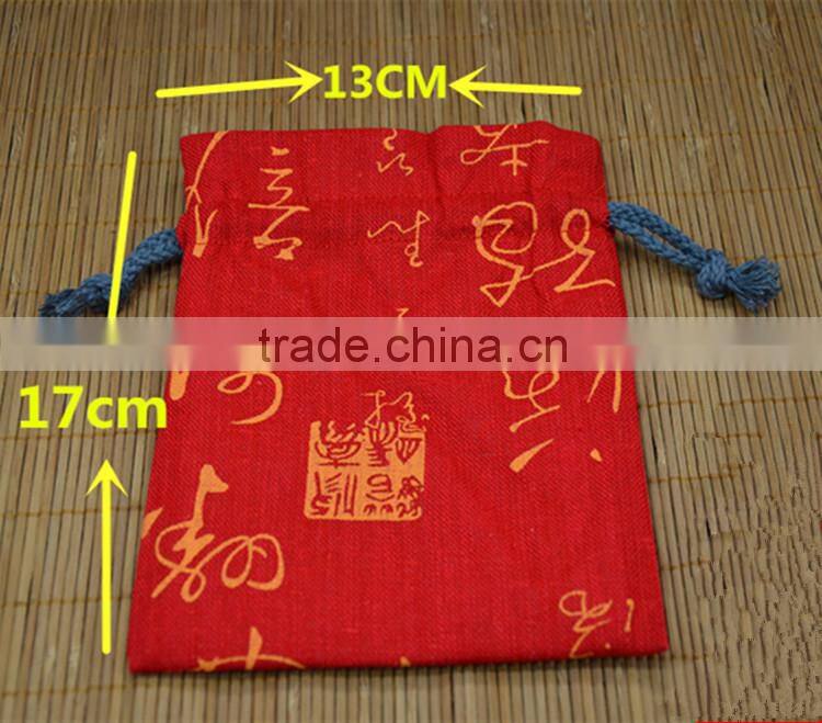Wholesale Screen Printed Logo Decorative Natural Jute Drawstring Burlap Bags