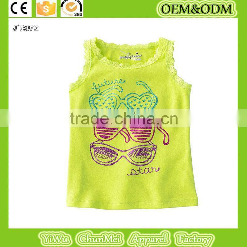 Sleeveless t-shirt Children's t-shirt Glasses t-shirt 100% cotton t shirt price organic kids baby clothes wholesale