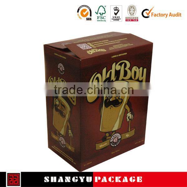 Factory wholesales custom logo 6 bottle wine cardboard bottle carrier