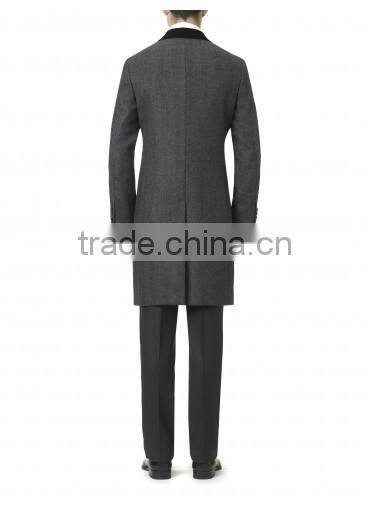 2015 new style 100% cashmere classic grey herringbone custom mens business coat