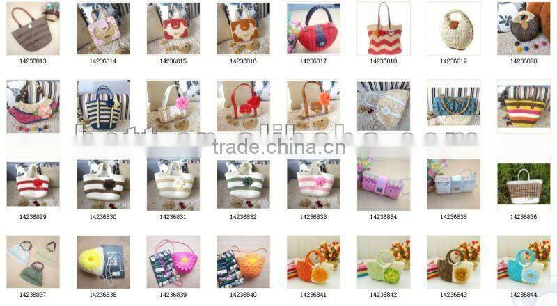 fashion lady kitty design straw bag beach bag