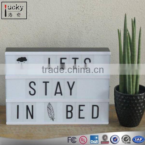 Modern A4 Led Lightbox Three Line Cinema Light Box Acrylic AA Battery Powered USB Cable+ 85 Letters Numbers DIY Home Art Decor