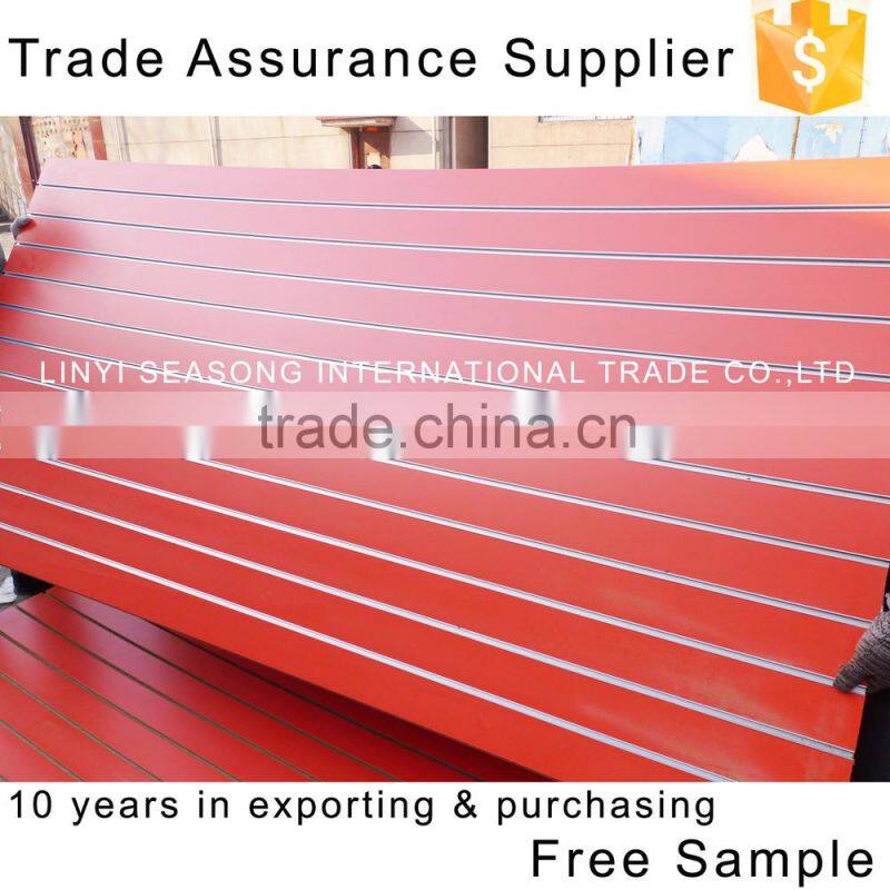 1220*2440*15mm blue melamine slot wall board with aluminium bar