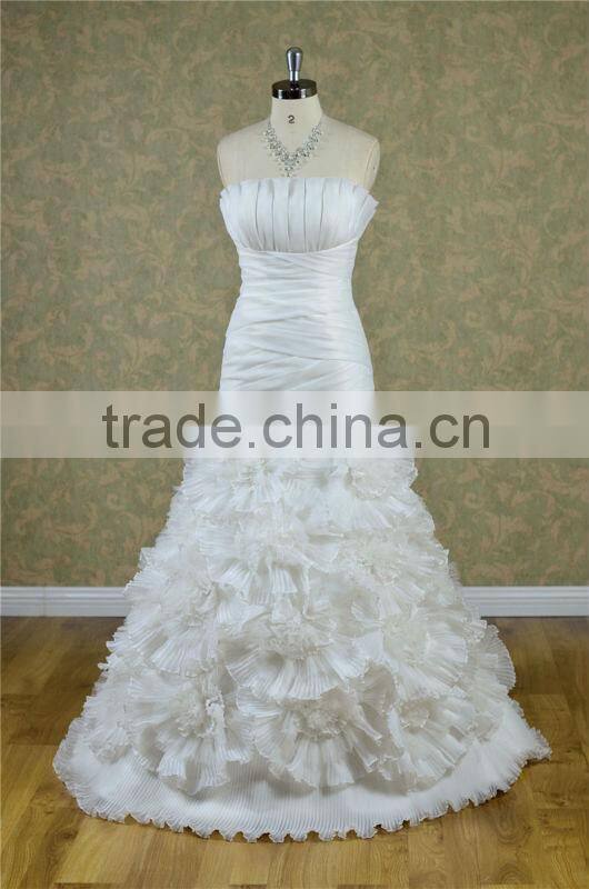 2014 New arrive layer ruffle mermaid fishtail wedding dress wholesale dress