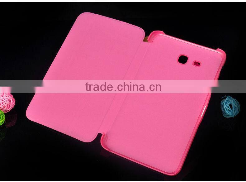 hot selling gold sand seaside pu case for samsung tab 3 lite T110/T320/P601