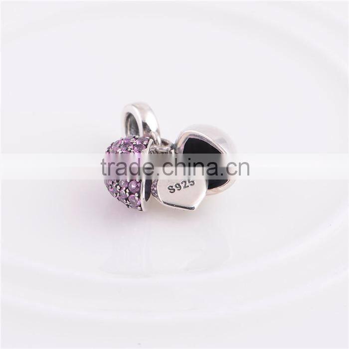 Secret Message Silver Heart Charm With Cubic Zirconia