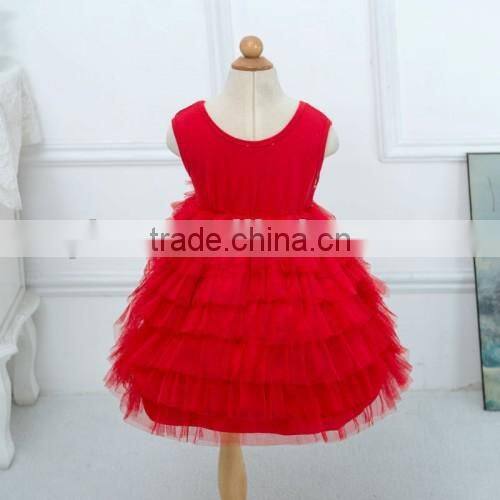 Fashion Handmade Paillette Lace Wedding Dress Custom Sleeveless Layered Dress Kids Girls Party Dress Design