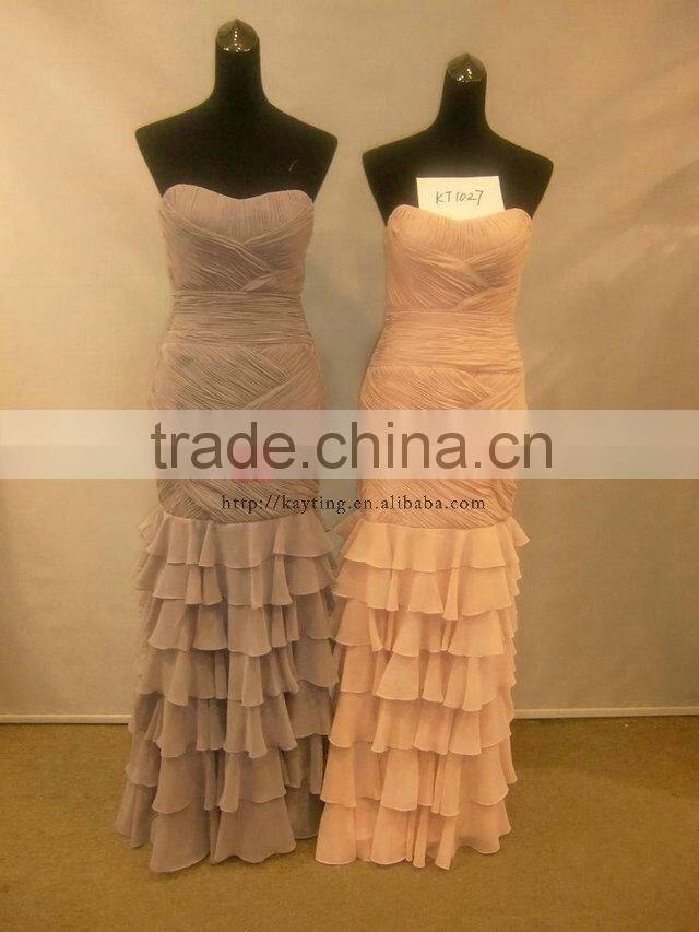 Women boutique mermaid fashion prom dress spaghetti strap ruffle design wedding modest evening dress