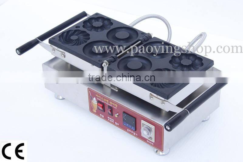 4pcs Commercial Use Non-stick 110v 220v Electric 10cm Flower Ring Cruller Donuts Machine