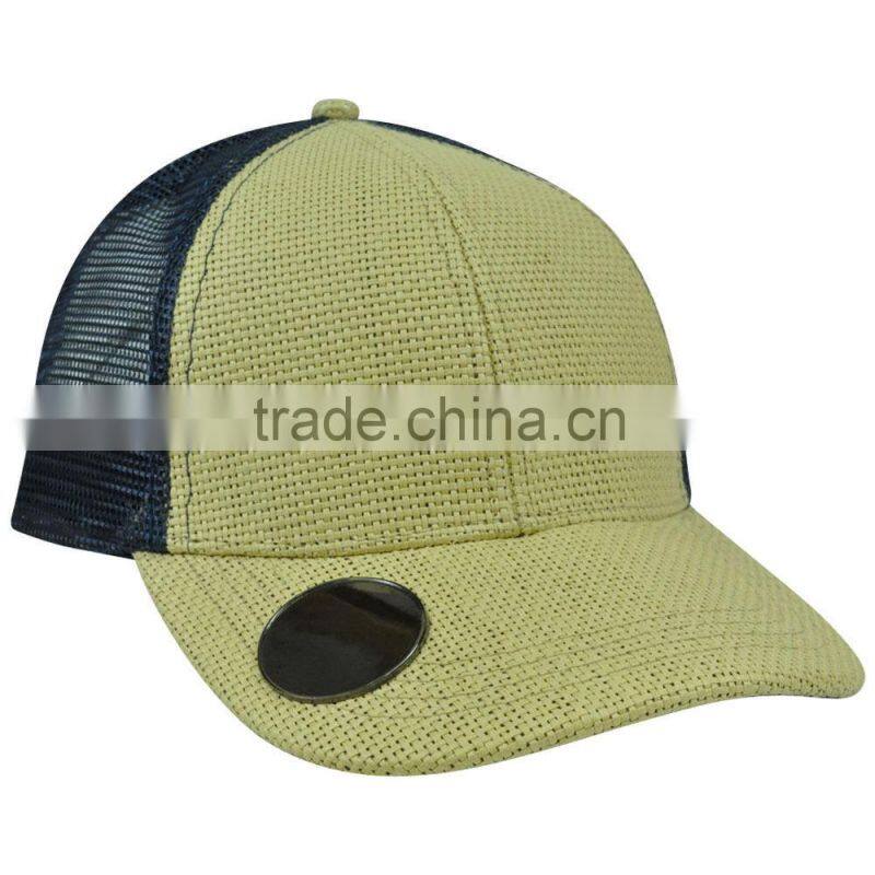 Blank Plain Woven Snapback Cap Bottle Opener Straw Mesh Baseball Hat