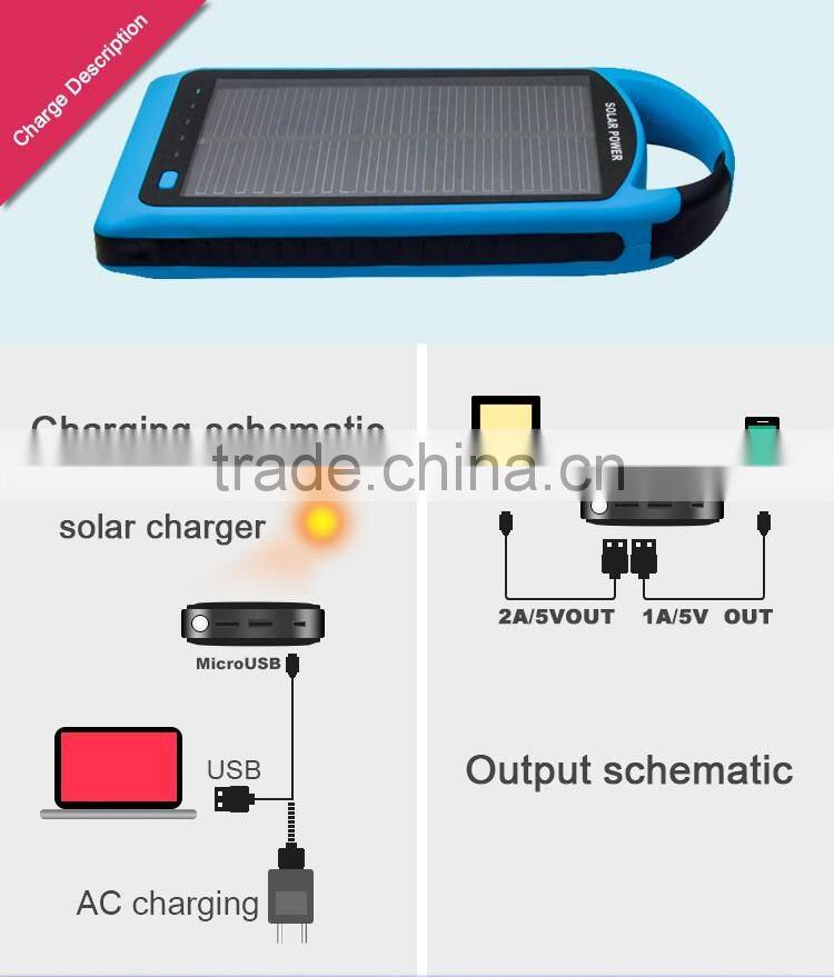 Factory hot selling 4000Mah/8000Mah backpack solar panel cell phone charger
