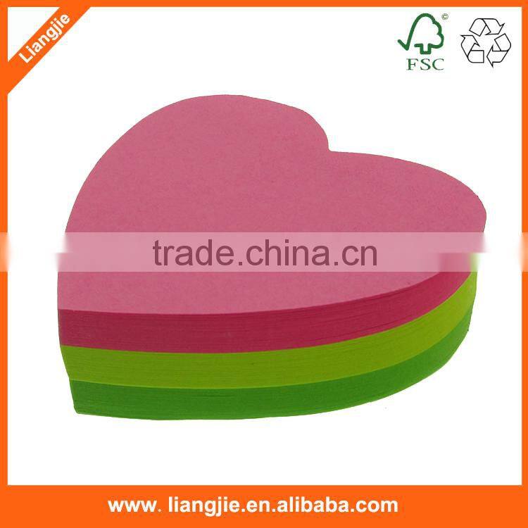 Die-Cut neon Heart shaped sticky notes pad for promotional gifts