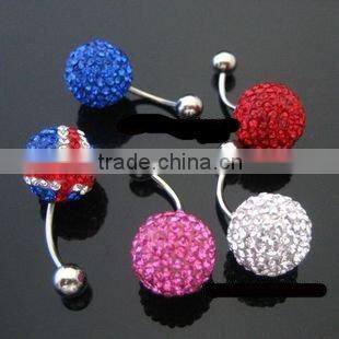 blue dice gem navel belly ring ,316L body jewelry navel rings