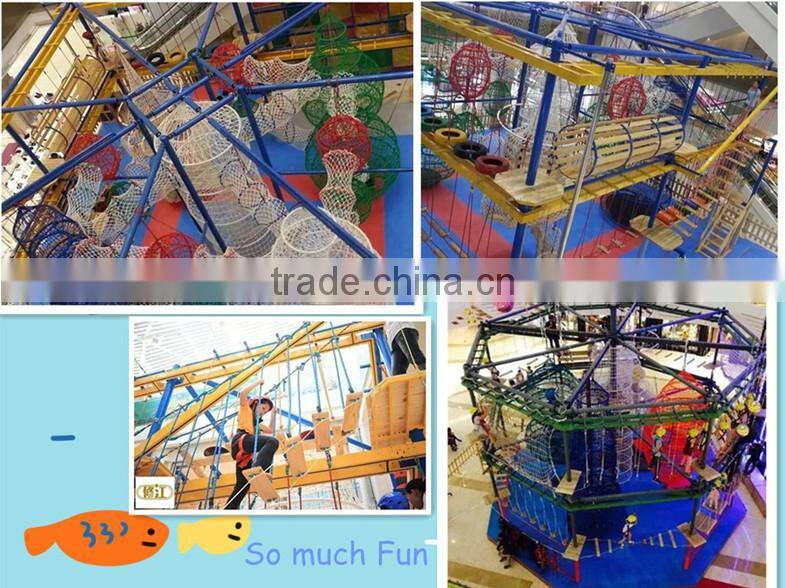 2015 New Fashion Kids Indoor Playground High Ropes Course Equipment For Sale