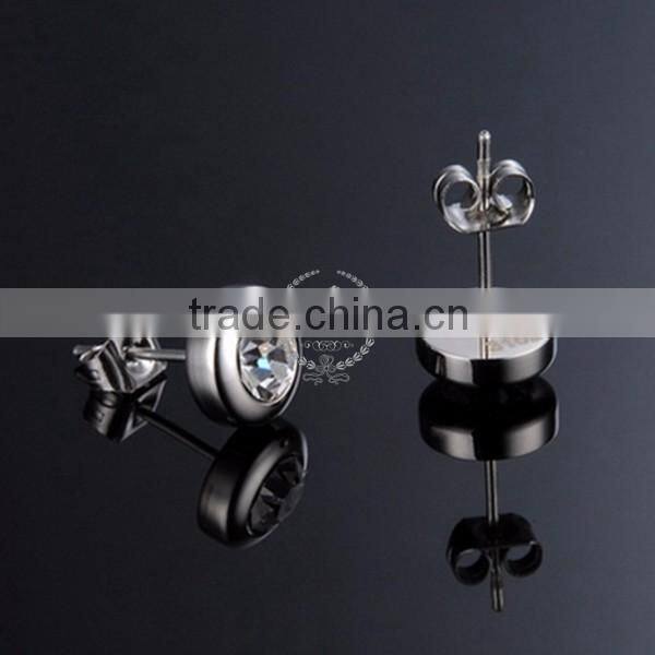 Stainless steel round bezel zircon fashion women earrings wedding jewelry 6730565