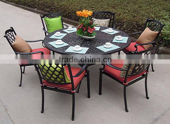 Most Popular Waterproof Garden Cast Aluminium Furniture Dining Table Set Made in China