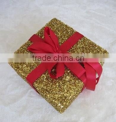 RED GLITTER christmas gift box CHRISTMAS ORNAMENT