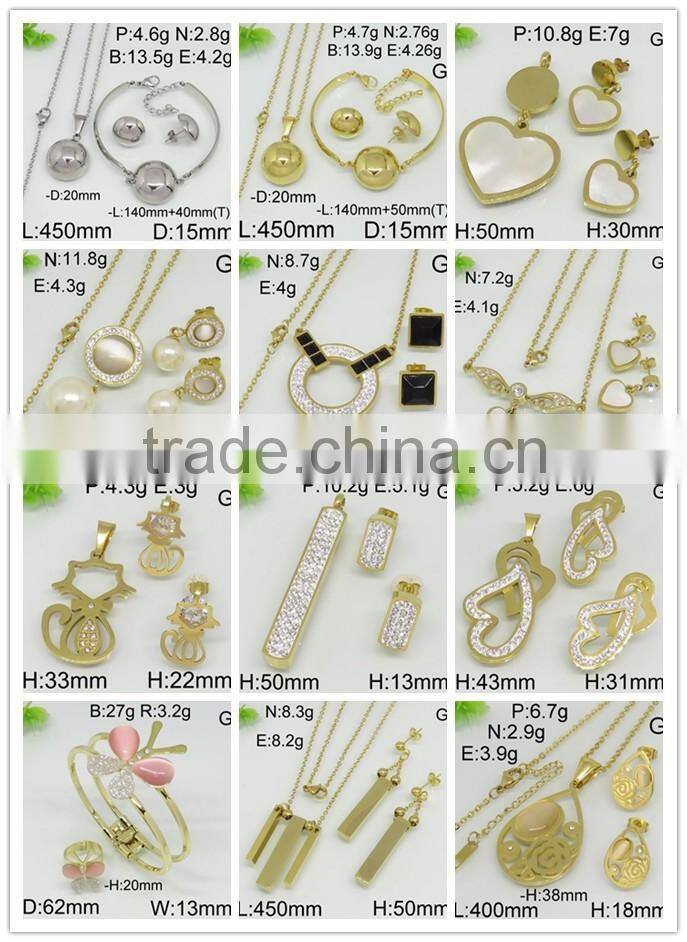 Fashion stainless steel jewelry china suppliers gold plated jewelry set indian design