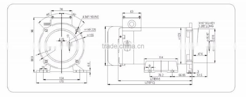 China best price 180V 1/2 HP PMDC motor