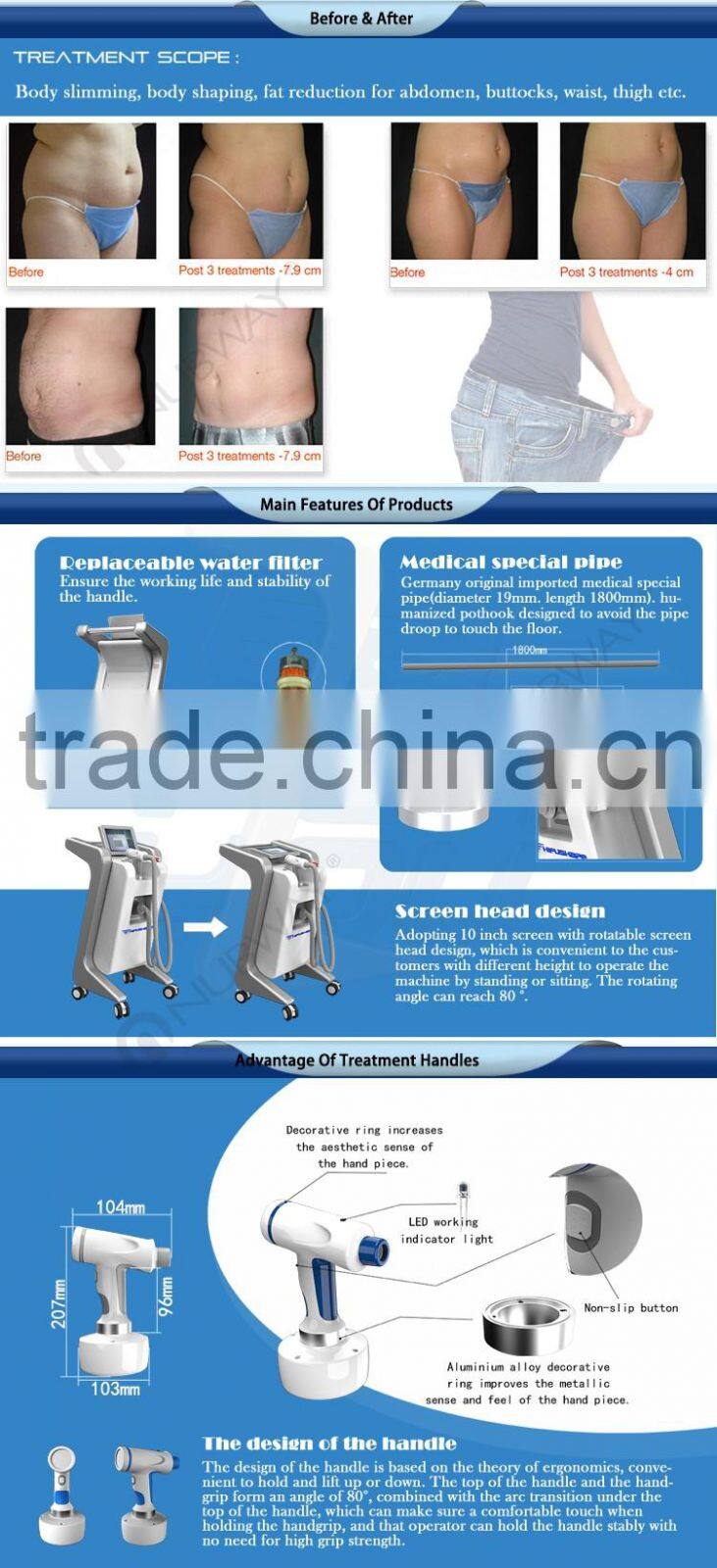 Beauty equipment 1-10 continuously adjustable cavitation slimming machine ultrasonic ultralift hifu