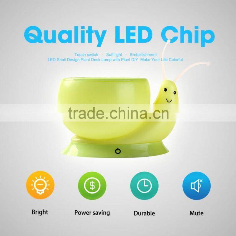 Novelty Snail Led Night Light DC 5V USB Charging 1W ecological plant Potting lamp Home Decoration Yellow Night Light Kid Gift