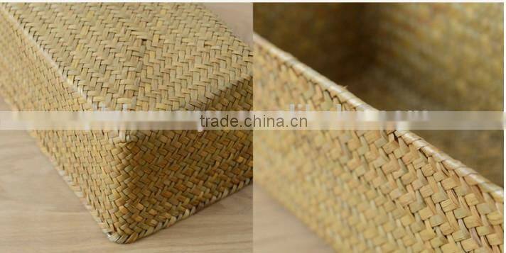 a basket made of natural straw seagrass for housewaring with no handle