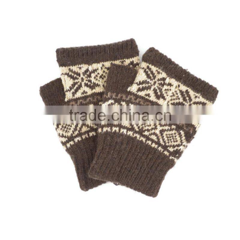 snowflake short finger winter knit gloves