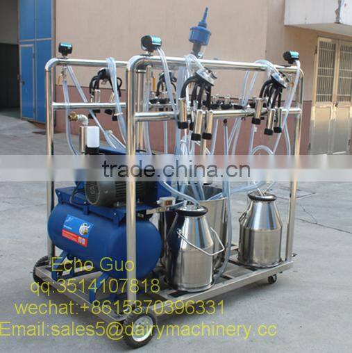 Four Buckets Motor Electric Gasoline Engine Mobile Milking Machine for Cow Buffalo
