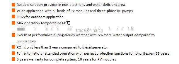 Jntech solar water power irrigation water pump system with 2.2kw solar pump inverter