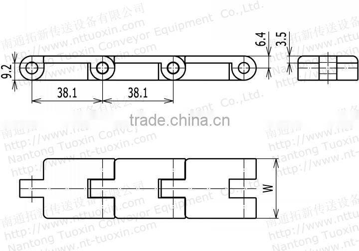 820mini Straight Run Plastic Table Top Conveyor Chains