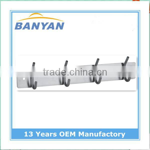 Wall Mount 4 Hook Rack, Brushed Nickel/brush,bathroom door hooks stainess steel over the door hooks