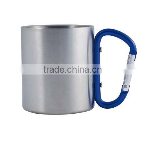 stainless mug with carbiner handle 220ml