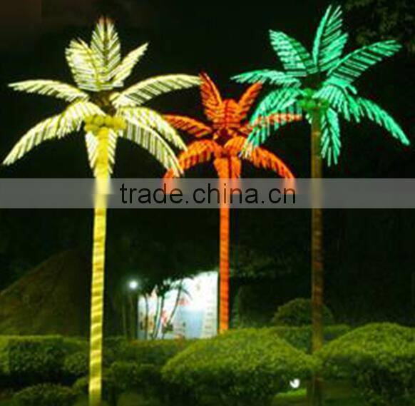 Home garden decorative 450cm Height outdoor artificial yellow flashing LED solar lighted up Moringaceae palm trees EDS06 1406