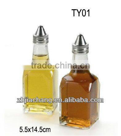 mini clear square glass essential oil bottle with metal lids