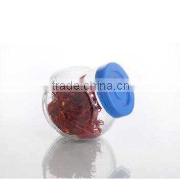 Clear Oval Shap Hermetic Fancy Food Storage Glass 2oz Spice Storage Jar