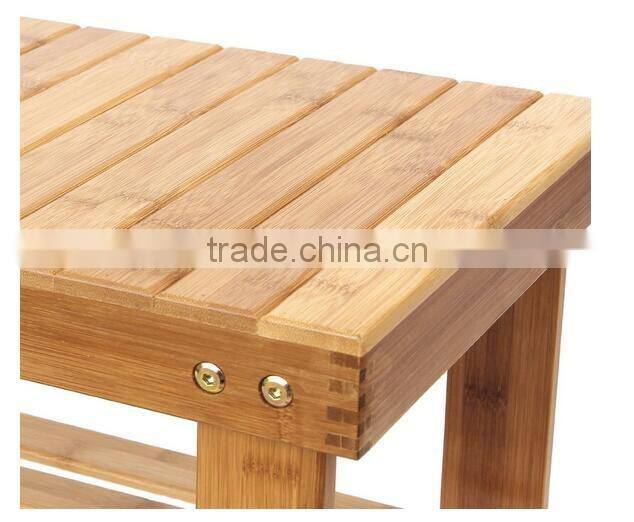 2 Tier Natural Bamboo Shoe Rack Bench Storage Organiser Holder 70 x 28 x 45cm