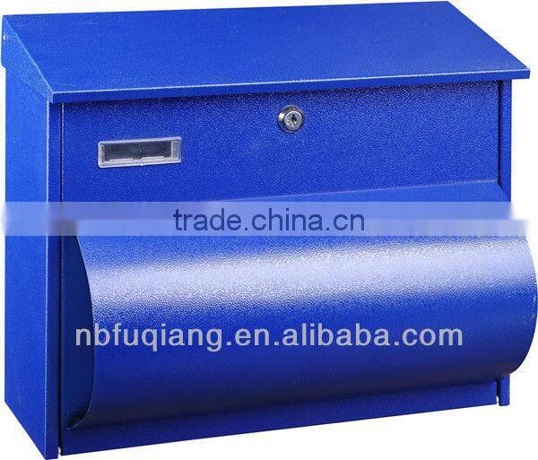 FQ-110 Wall mounted cast iron mailbox, metal mailbox, steel mailbox, blue mailbox
