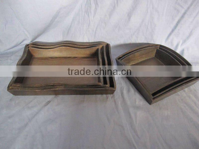 Silver&Golden painted wood serving tray