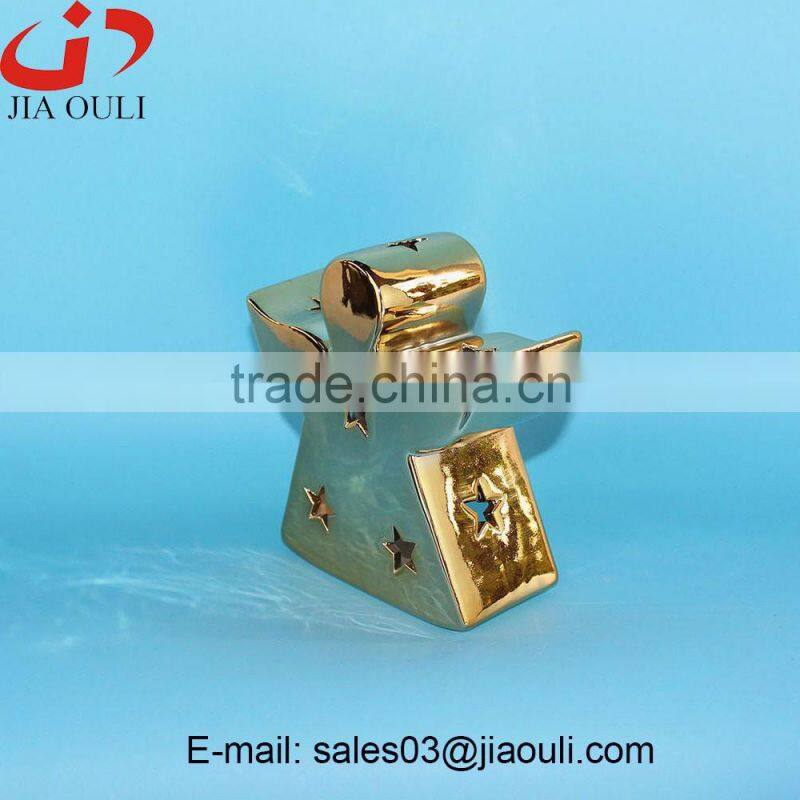Home decor ceramic gold candleholder, candle jar