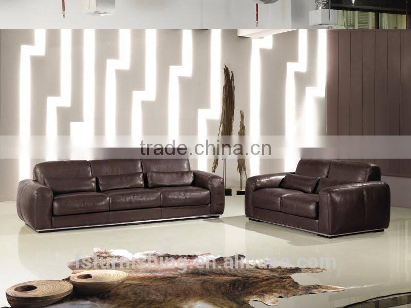 JR8002 luxury noble thick full cow leather European style sectional living room sofa set Foshan home furniture