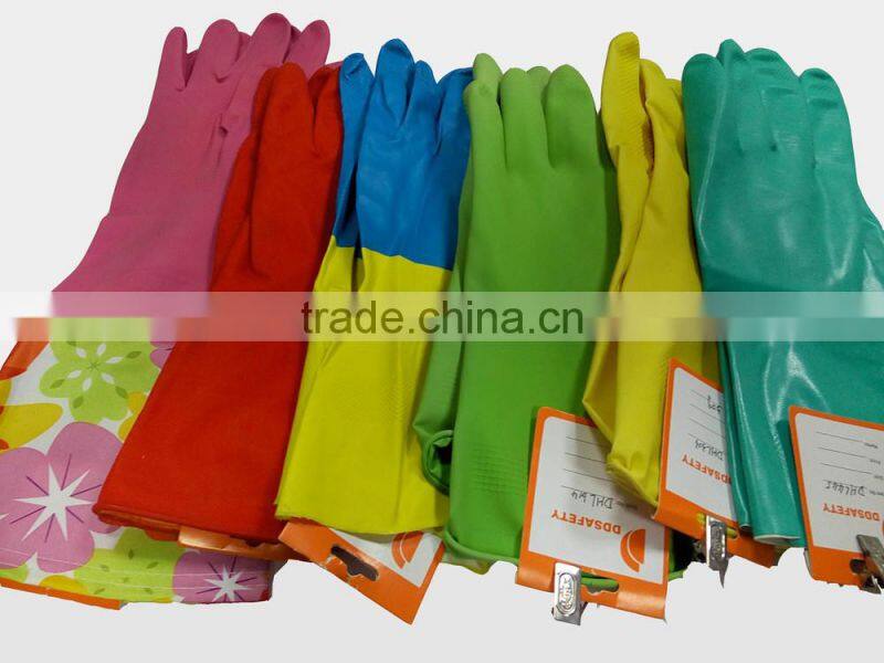 DDSAFETY Hot Sale Rubber Gloves Double Color Industry Safety Gloves