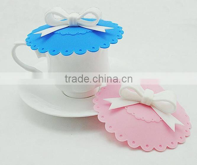 Cute bowknot shaped Silicone Watertight Cup lids Mug Lid Cover lids