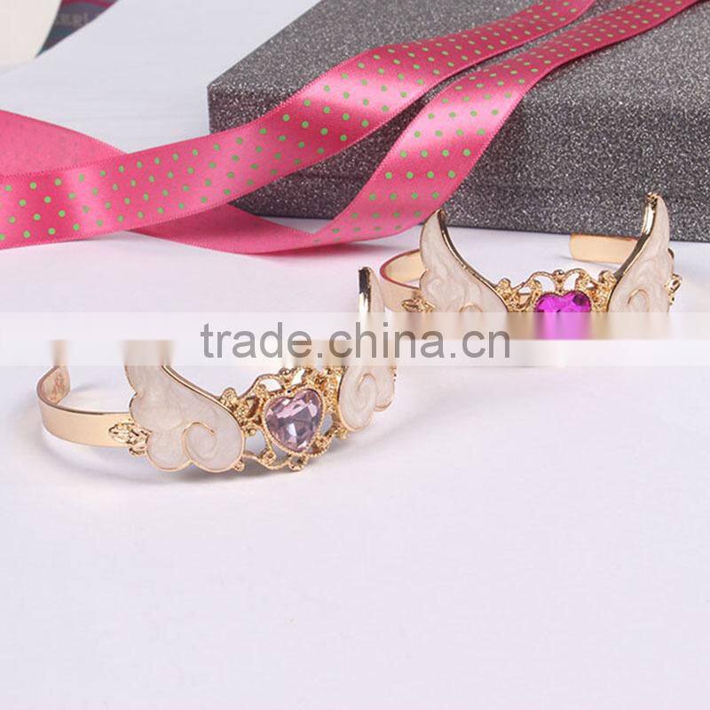 crystal heart angel wing cuff bangle gold angel wing cuff bangle