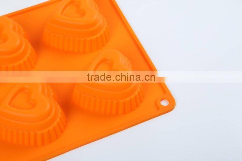 6 cavity heart Silicone Mold Cake Pan Baking Chocolate Molds