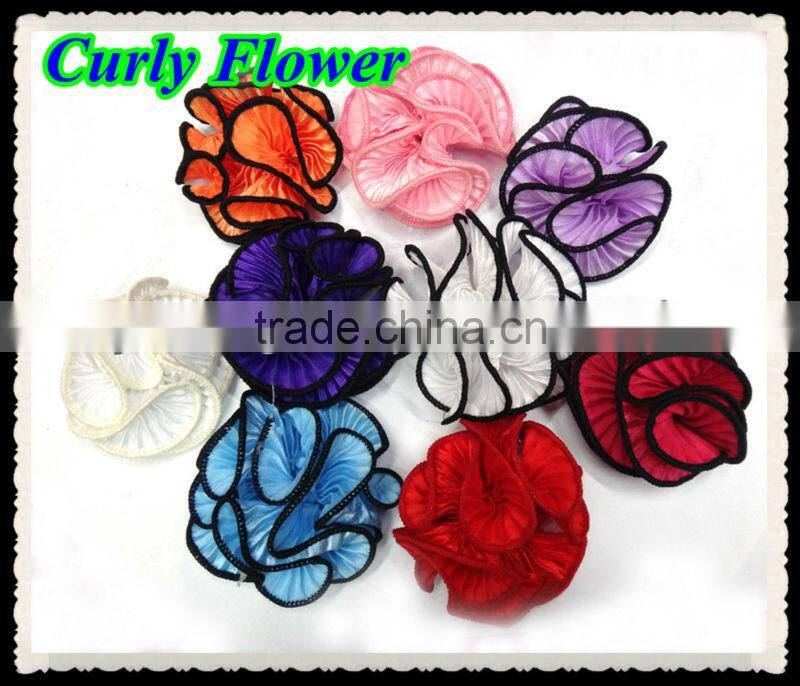 Fashion new satin flower with polka dot print