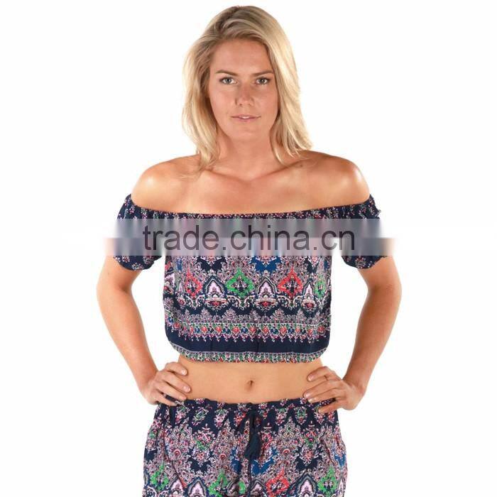 Printed Off The Shoulder Bohemian Tops For Women