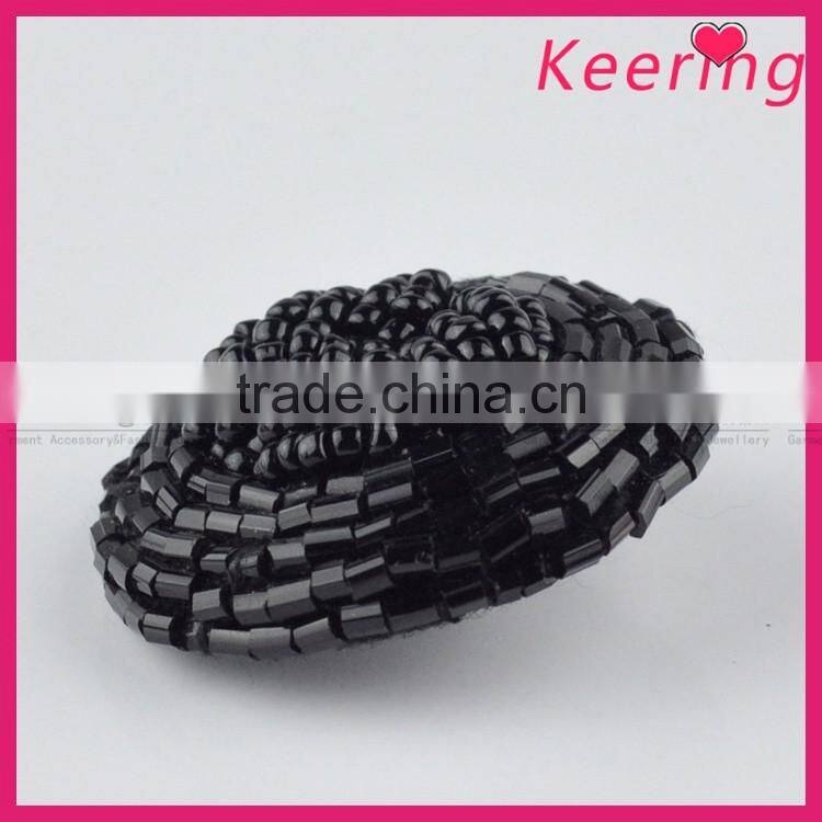 2016 new arrival black custom beaded decorative buttons for clothing WBKA-300
