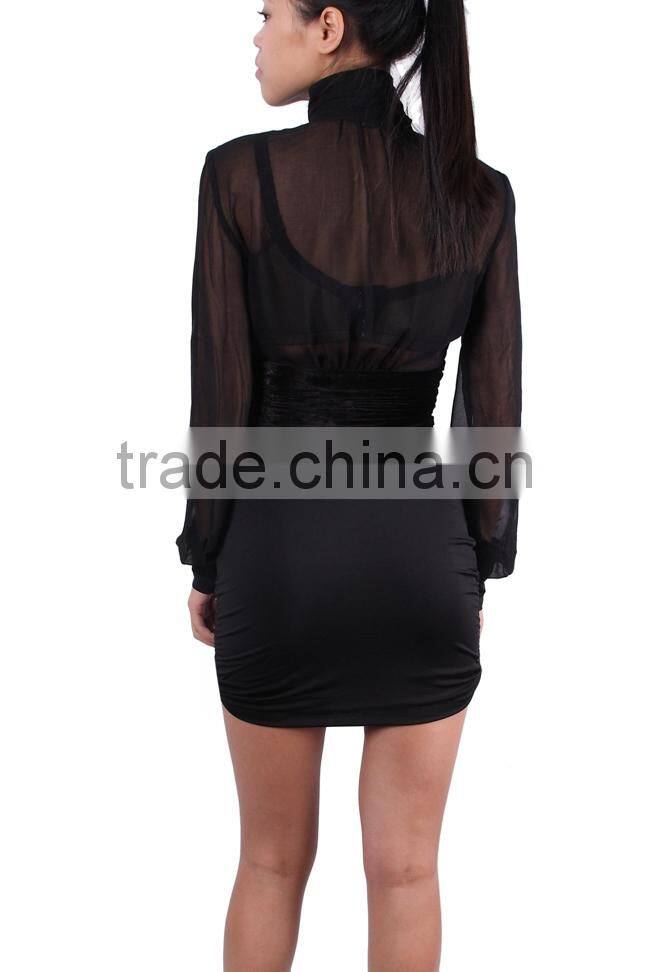 2015 latest ladies black studded bodycon dress