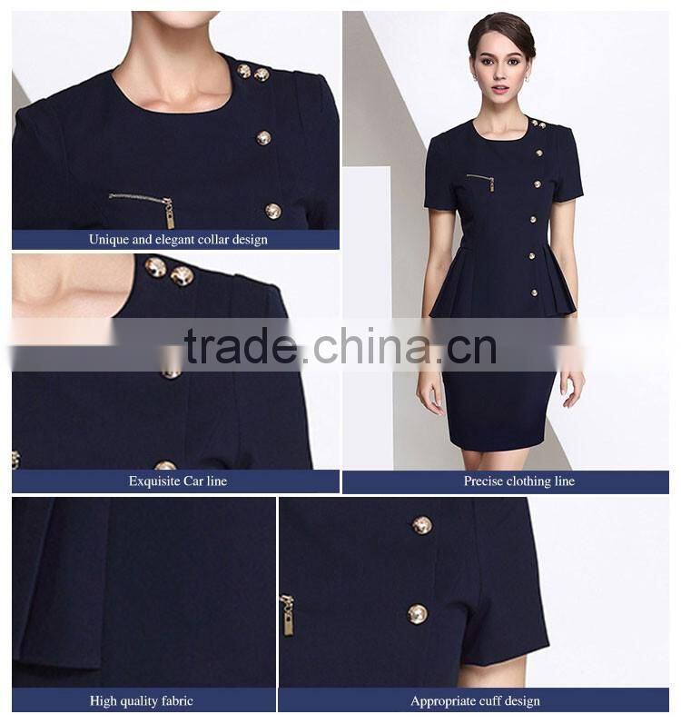 Fancy Blue Colors Sex Airline Stewardess Costume