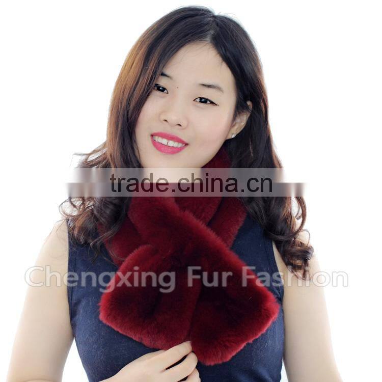 CX-S-56B Newest Products For 2016 Girls Pink Real Rex Rabbit Fur Scarf